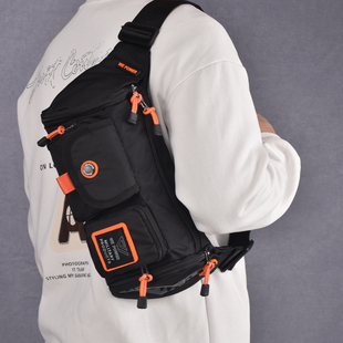 腰包大容量新款男休闲运动骑行单肩斜挎包牛津布户外机能防水胸包