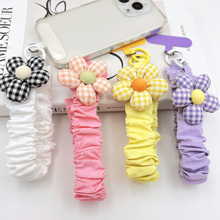 手机挂绳女格子花朵弹力手腕绳包包挂饰水杯挂绳旅游户外手机防丢