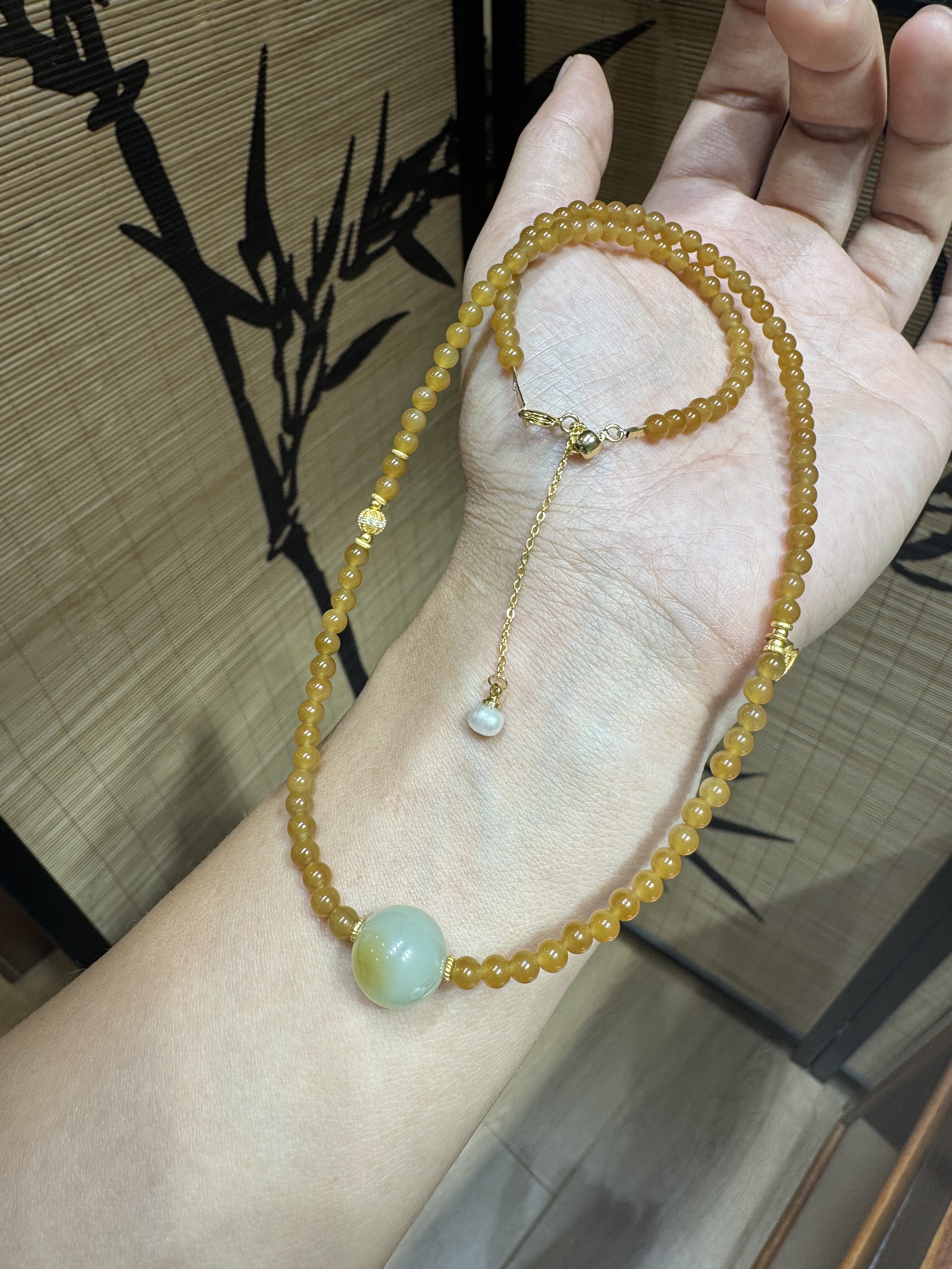 新疆和田玉且末料糖白玉糖玉项链红糖黄糖手锁骨链（送图中手链）