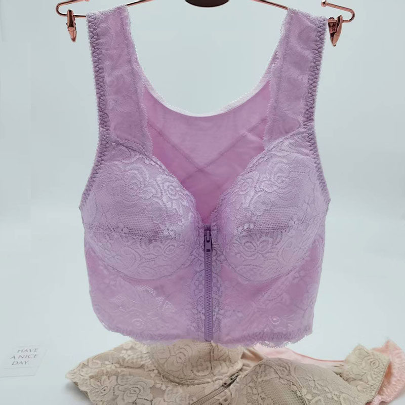 日本前拉链内衣大胸显小2025新款无钢圈背心式文胸大码薄款宽肩带,女士内衣/男士内衣/家居服,文胸,淘宝优惠券,粉丝福利购,淘宝优惠卷