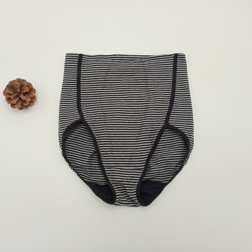 内裤条纹棉弹高腰收腹