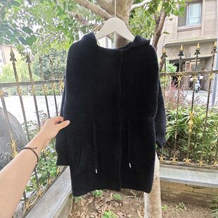 贝哆哈秋冬女童开衫毛衣纯色中长款儿童线衣中大童保暖针织衫外套