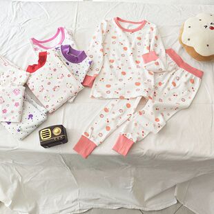 贝哆哈儿童内衣套装秋衣秋裤家居服长袖分体睡衣女童棉毛衫两件套