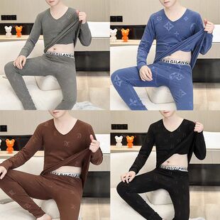 贝哆哈男士保暖内衣套装德绒贴身青年修身薄款低领无痕秋衣秋裤