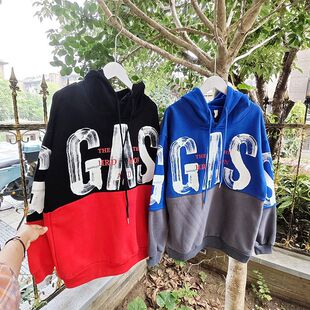 贝哆哈加绒卫衣秋冬绒衫男童青少年头衫字母连帽大童假两件套绒衫