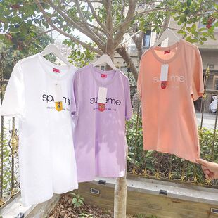 宽松上衣字母休闲汗衫 贝哆哈男士 套头情侣款 圆领短袖 女士T恤夏季