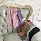 防蚊裤 贝哆哈儿童纯色灯笼裤 中小童可开裆女童长裤 男童休闲裤 夏季