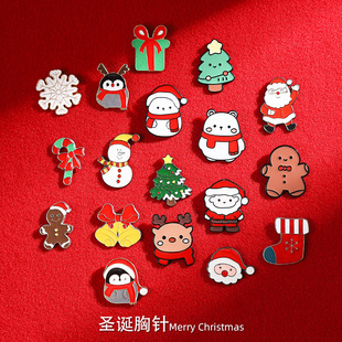 新款 圣诞节胸针女高档精致金属徽章可爱卡通麋鹿别针礼物衣服配饰