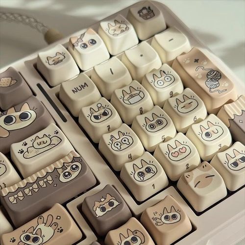 暹罗猫小豆泥可爱猫猫头键帽MAO高度热升华适配60/61/68/87/104