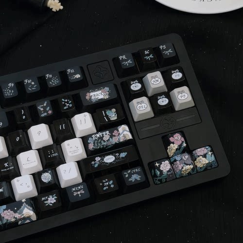 墨色花园钢琴黑PBT键帽