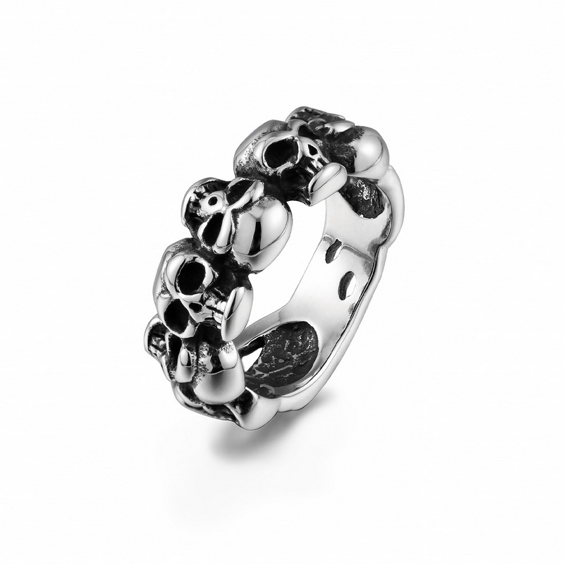 thumbnail for Hipster punk hip hop skull ring index finger ring American titanium steel hiphop hip hop jewelry vintage ring man