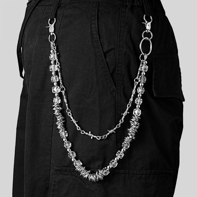 Trousers chain异形糖果芒刺双层男女朋克嘻哈街舞牛仔腰裤链配饰
