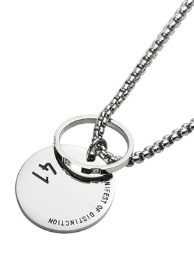 GRINCH1928-GAHA Necklace 美式街头圆牌戒指双环金属吊坠男项链