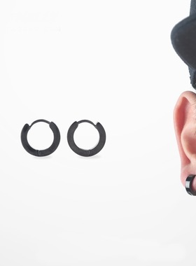 原创嘻哈街头原创耳钉男hiphop街舞大耳环耳圈耳扣韩版耳夹单只潮