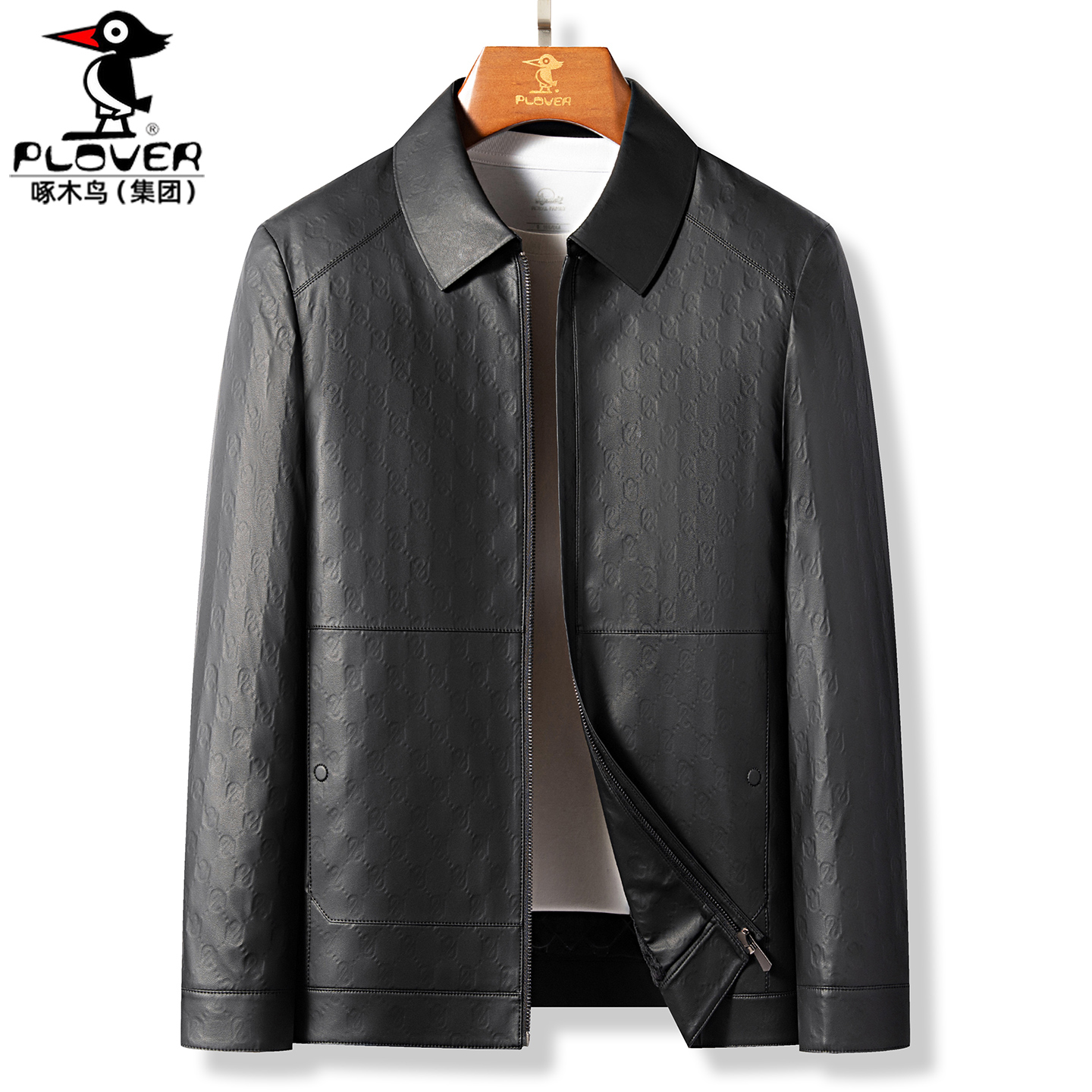 绵羊皮夹克男士短款加绒保暖皮衣