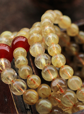 碧雅金发晶手链黄发晶红玛瑙女士