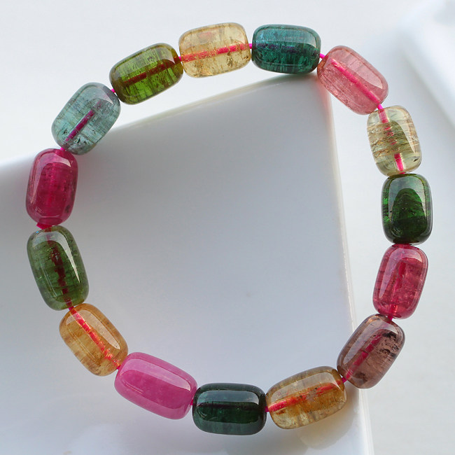 碧雅 碧玺手链 一物一图碧玺路路通转运珠单圈手串巴西老料25.66g