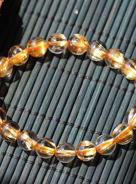 碧雅正品天然钛晶手链一物一图10mm板状猫眼男款女款晶体透22.65g