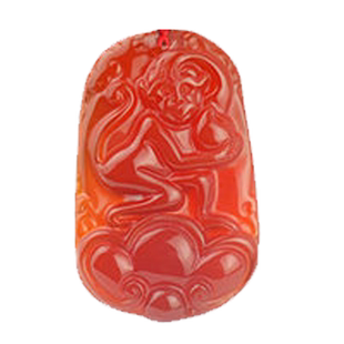 碧雅 红玛瑙吊坠生肖羊吊坠属羊的人图案图像项坠挂件吉祥饰品物