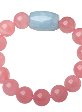 海蓝宝马达加斯加粉晶路路通手链