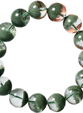 天然绿幽灵水晶证书手链