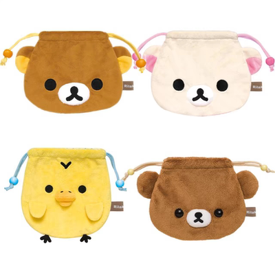 现货日本代购轻松熊松弛熊rilakkuma抽绳袋face束口袋收纳杂物袋