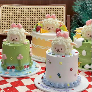 网红羊羊得亿蛋糕装饰巧克力成品小绵羊卡通动物造型甜品烘焙摆件