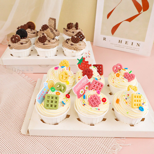 蛋糕装饰饼干纸杯甜品摆件华夫格