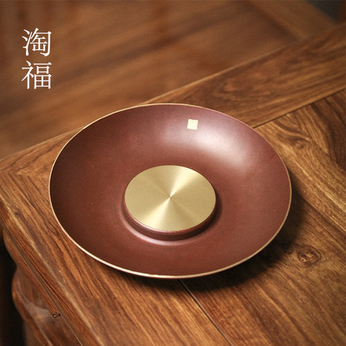 铜彩漆茶承壶承干泡盘日式
