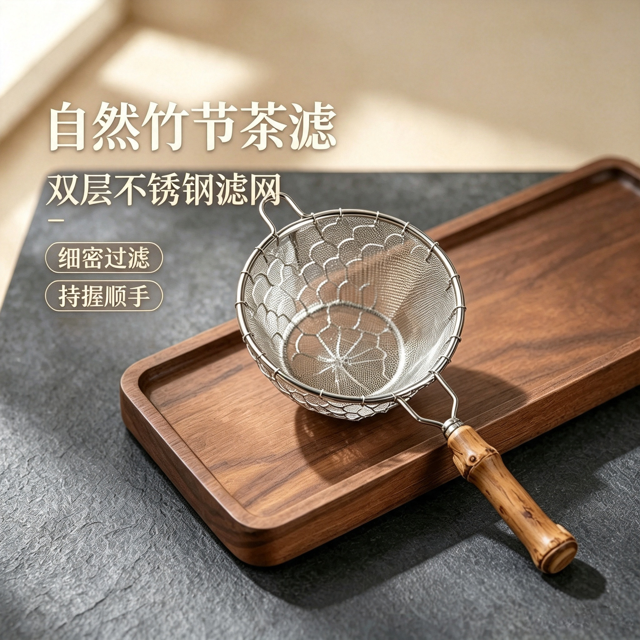 紫竹手编精密双层茶漏网茶滤