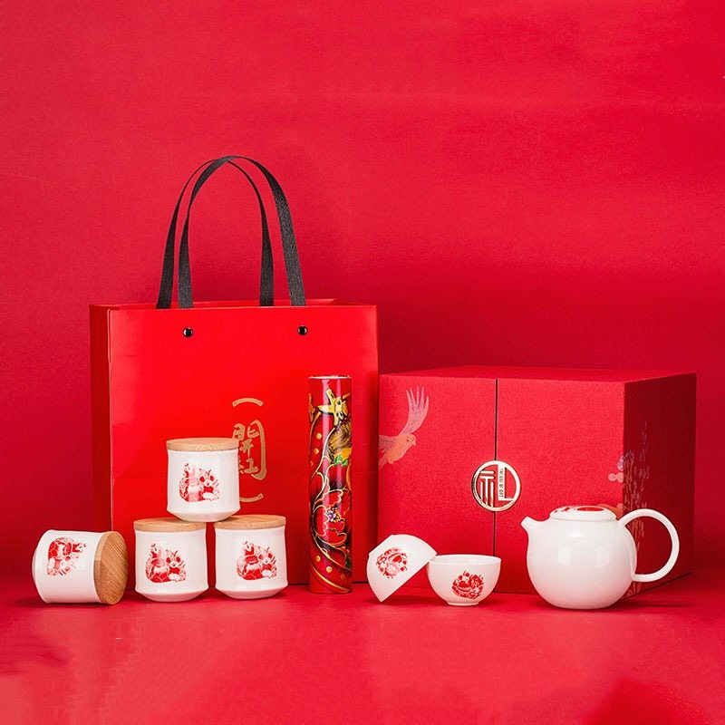 2020鼠年礼盒装 德化白瓷功夫泡茶家用简约客厅茶具套装 送礼订制