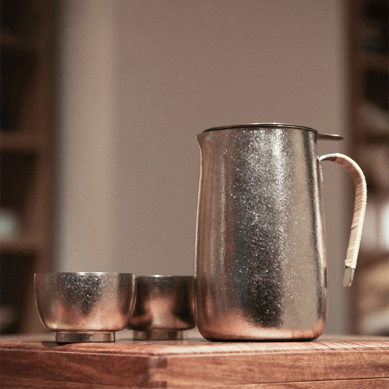 纯钛便捷式一壶二杯快客杯双层泡茶杯钛合金旅行功夫茶具茶壶套装