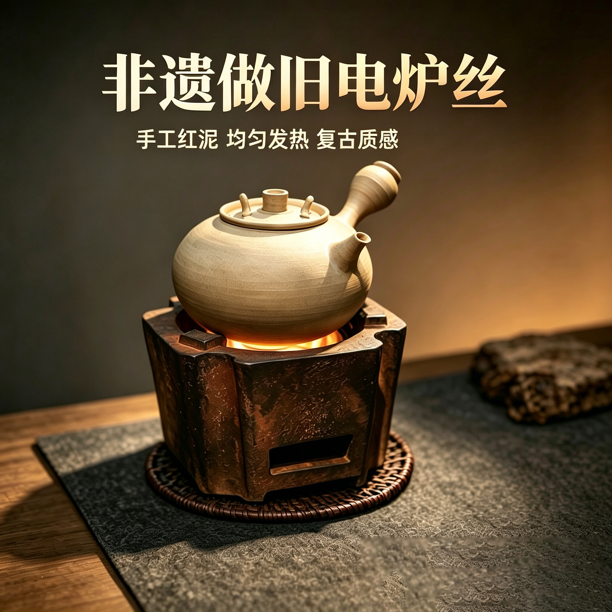 闽西非遗做旧电炉丝手工白泥侧把砂铫壶水木潮汕工夫茶电热炉小号