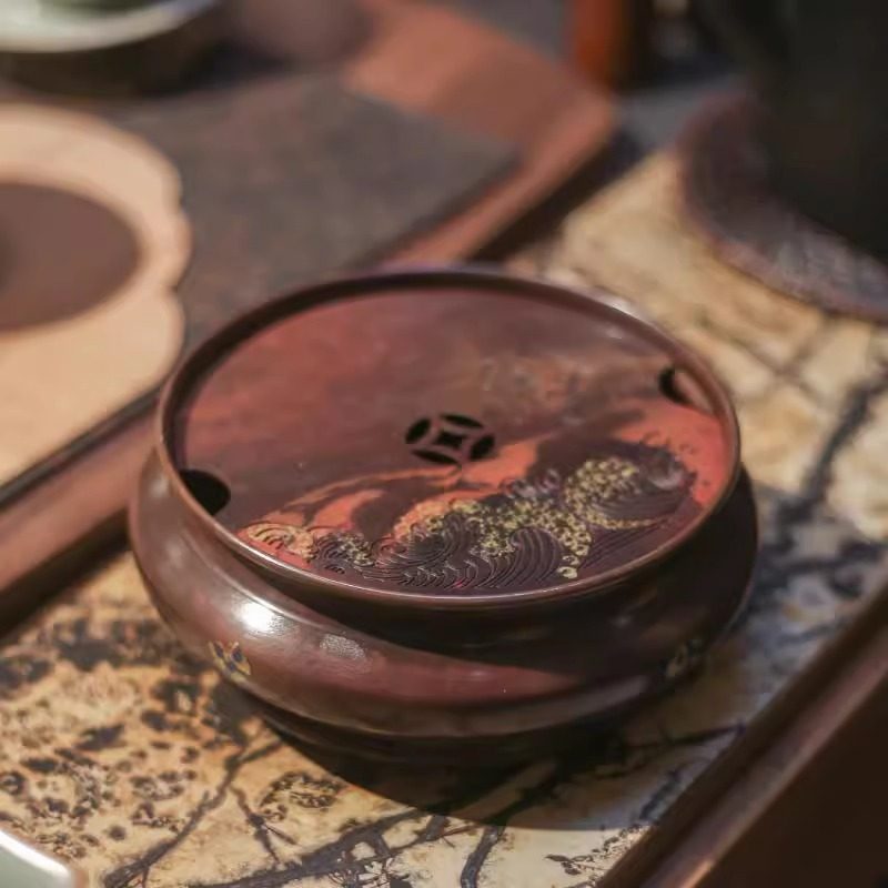 淘福紫铜做旧储水壶承干泡盘盖碗茶承功夫茶具配件茶洗茶道零配