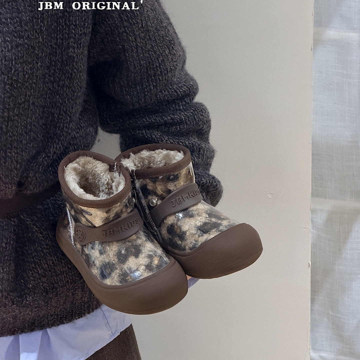 JBM 冬季男女童保暖户外棉靴韩版儿童加绒雪地靴防水大棉鞋防滑