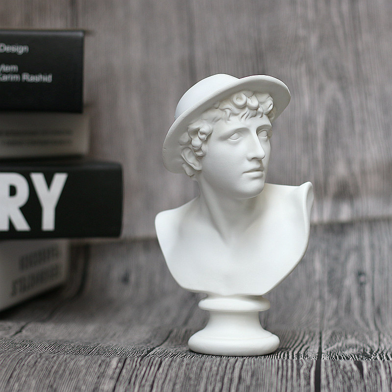 牧童小石膏像摆件欧式人物树脂麦丘利头像美术教具素描静物小模型