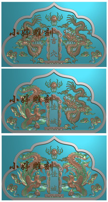 石材雕刻图石雕墓碑帽头龙凤吉穴精雕图双龙戏珠碑头翘角浮雕图