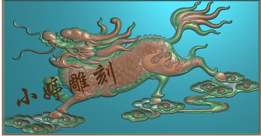 石材雕刻图背板石雕墓碑板精雕图麒麟浮雕图祥云麒麟石雕图灰度图