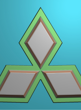 JD精雕浮雕灰度图BMP三菱汽车标志挂件木雕46牌artcam玉雕刻图