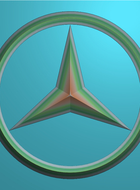 JD精雕浮雕灰度图BMP奔驰汽车标志挂件木雕46牌artcam玉雕刻图