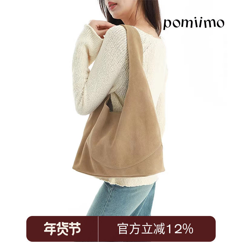 Pomiimo 简约牛皮大容量通勤休闲单肩托特包麂皮大包,箱包皮具/热销女包/男包,托特包,淘宝优惠券,粉丝福利购,淘宝优惠卷