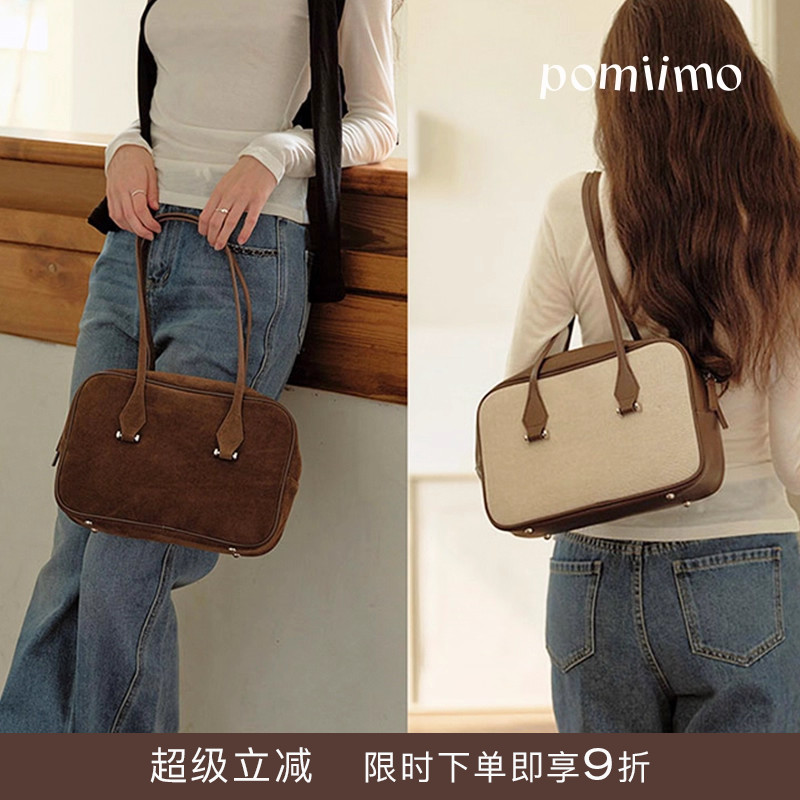 帆布通勤百搭波士顿包Pomiimo