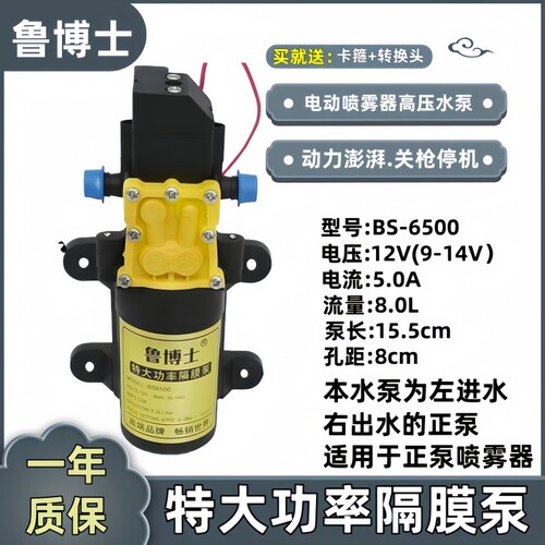 12V伏农用电动喷雾器水泵高压双核大功率打农药机配件自吸泵