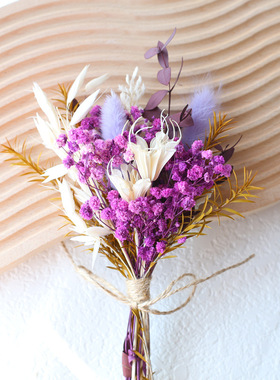 20cm真花永生花满天星玫瑰花束