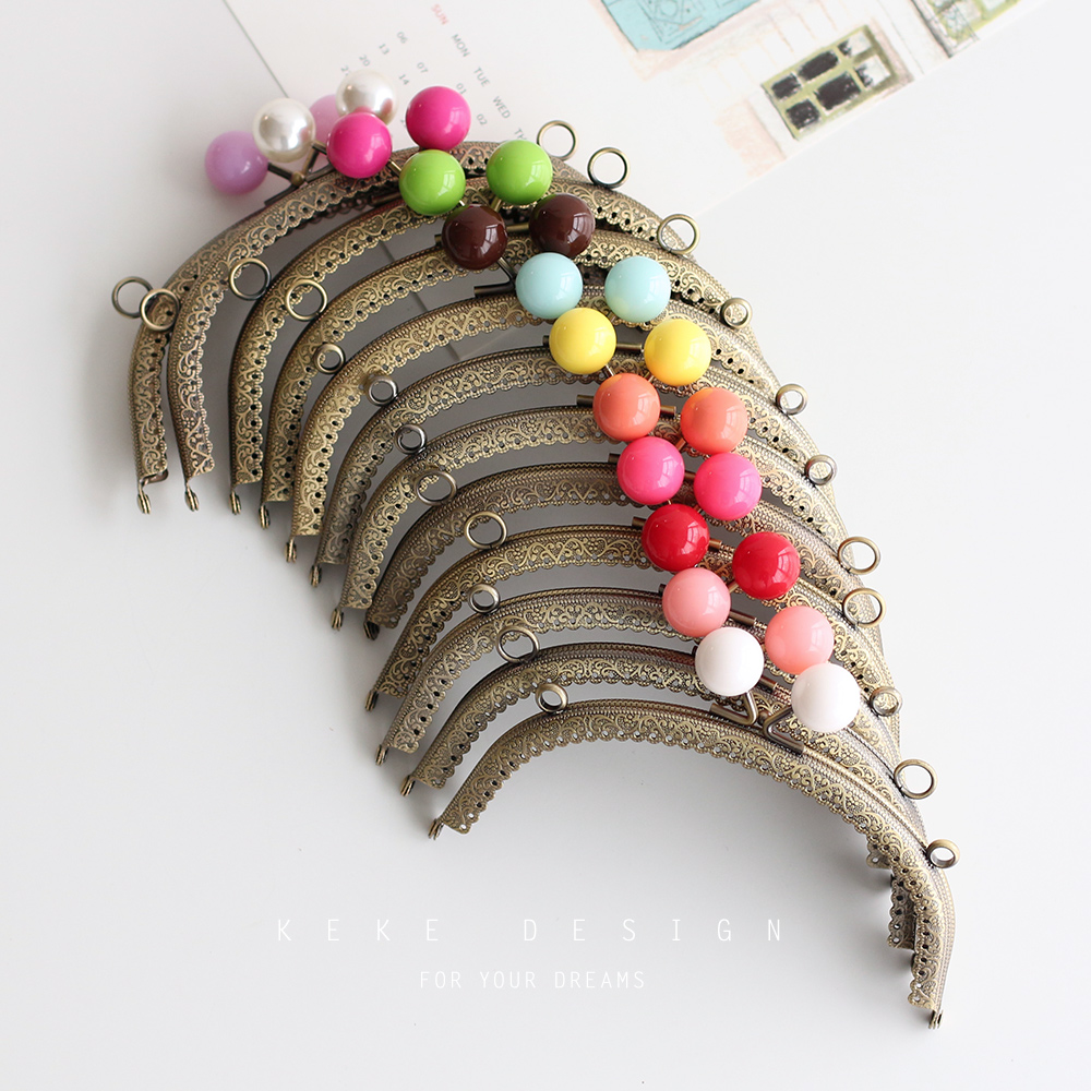 可可家|12色糖果珠头弧形口金 布艺手工DIY口金包-F12