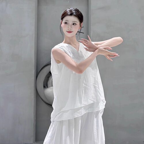 古典舞练功服女现代舞日常可穿蝴蝶结小衫无袖上衣宽松舞蹈服