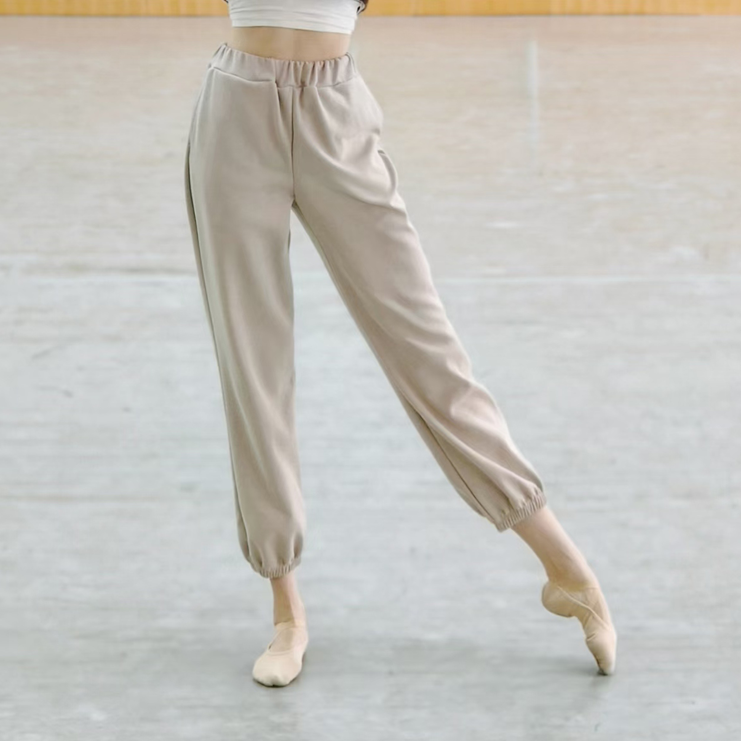 加厚舞蹈裤现代舞蹈服女春秋高腰锥形萝卜裤形体练功裤子小脚裤
