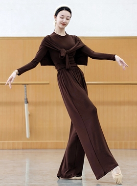 秋冬现代舞练功服日常可穿舞蹈服古典中国舞套装宽松长袖形体瑜伽