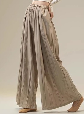 现代舞飘逸阔腿裤练功服长裤宽松舞蹈服形体女舞蹈裤褶皱禅意裤
