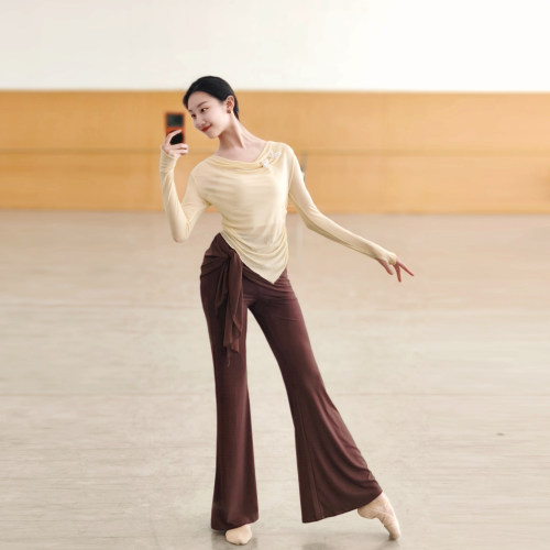 古典舞微喇叭裤现代舞蹈裤屁帘形体服半身裙春秋练功裤显瘦芭蕾舞